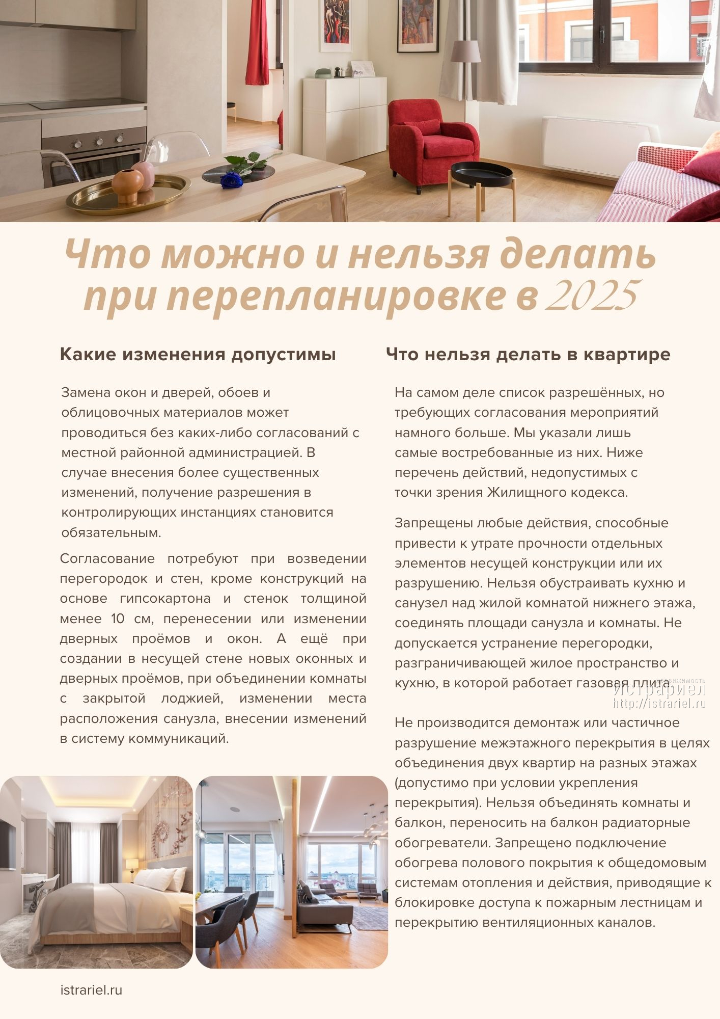 Что можно и нельзя делать при перепланировке в 2025